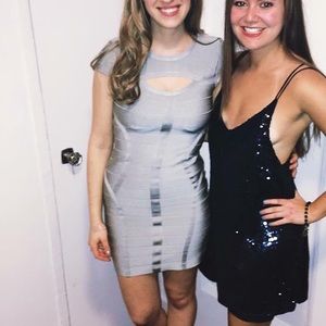 Ice Blue Short Sleeve Bebe Bandage Dress